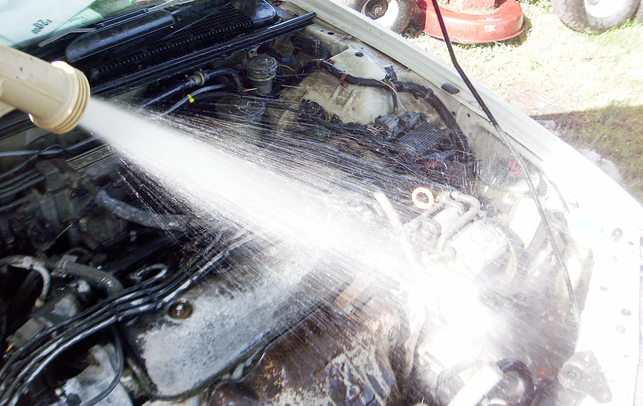 Hosing Alternator and Electrics and Entire Engine Compartment with a Saltproofed StrongArm Fluid Coating..
